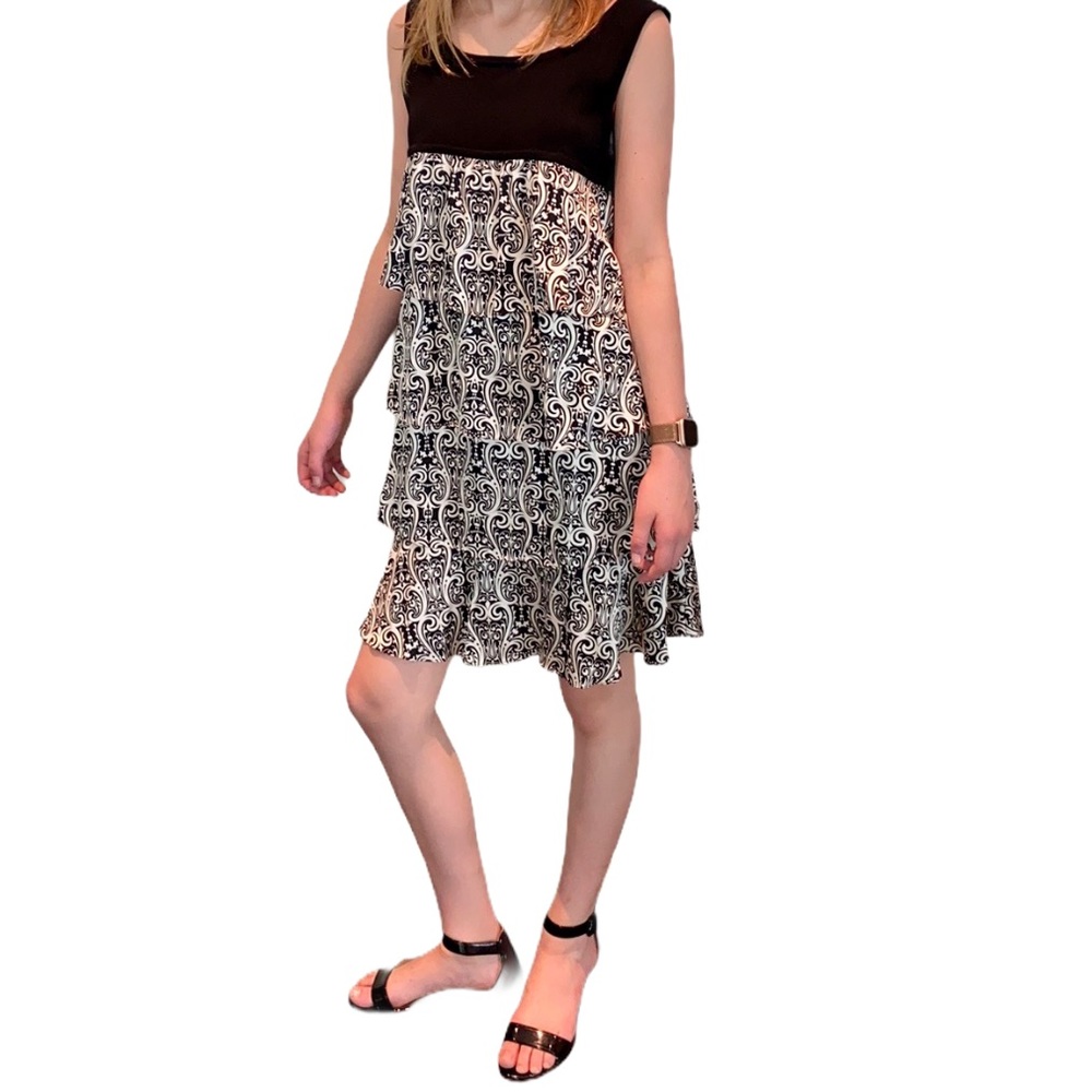 🔥 BEBE Silk Black & White Dress - Size M